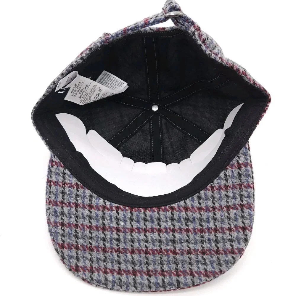 Gap G Letter Wool Strapback Hat Houndstooth Plaid Pattern Vintage Style Ball Cap